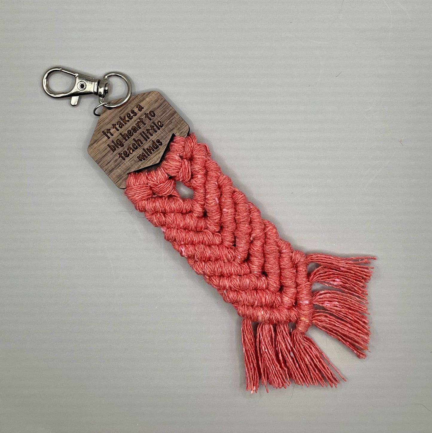 Walnut and Cotton Clasp Keyring - It Takes a Big Heart