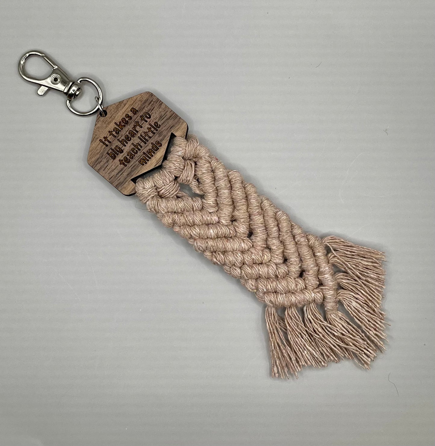 Walnut and Cotton Clasp Keyring - It Takes a Big Heart